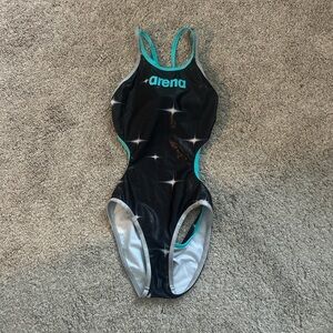Arena Black and Teal One Piece Swimsuit